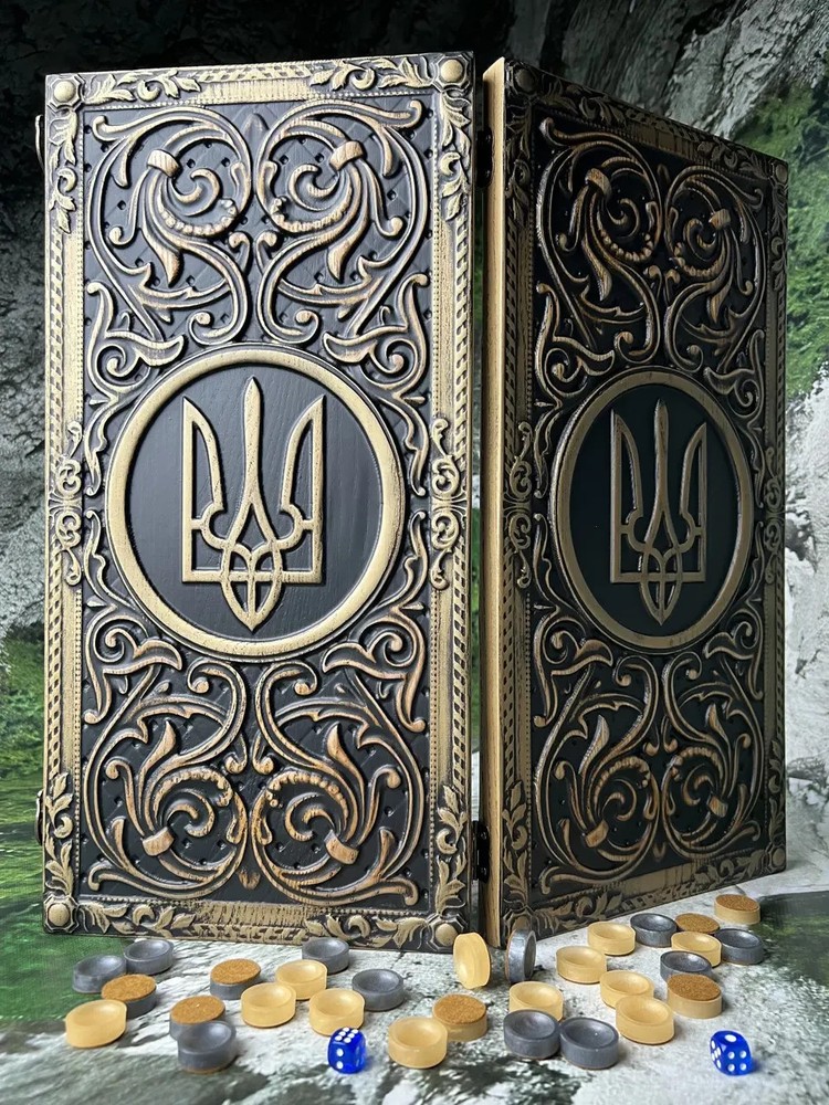 Ukraine BACKGAMMON Trident Luxury Wooden Board Game Carved Set New Nardy Нарды