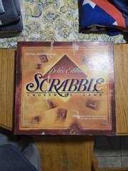 Scrabble Deluxe Edition 1999 Crossword Game Turntable Board Wood Tile Complete