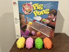 Pig Pong Game Toy Milton Bradley 1986 Ping pong Tennis Ages 6+ Box Instructions