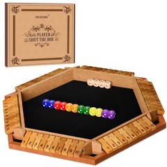 Nicecho 2-6 Players Shut The Box Dice Game, Wooden Board Table Math Game with…