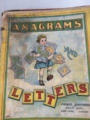 Antique Parker Brothers Anagrams & Letters Game Red Letter Tiles Salem Mass