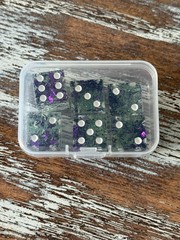 Resin Dice Set 6pcs – Purple Green Foil Sparkles Handmade Replacement Dice Games