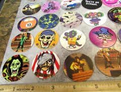 Pog Pogs game set of 42 various Misc pog playing caps pieces, great set!