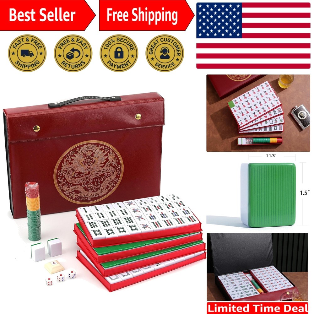 X-Large Chinese Mahjong Set with 146 Melamine Tiles & Travel Case for All Levels
