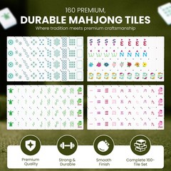 JaxCo. Premium 2-Layer American Mahjong Tiles with 3 Blue Dice, 4 Mahjong Gam…
