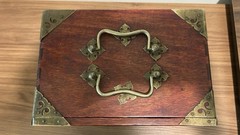 VERY NICE Antique Vintage Chinese Mahjong Wood Brass Drawers Case Box ONLY
