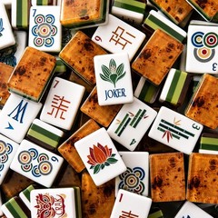 160PC American Mahjong Tiles Set 4-Layer Acrylic Wood Grain Game Pieces US Stock