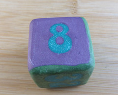 Jena’s Handmade Backgammon Doubling Cube Unique OAK Purple Blue Green #403