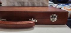 Solid Wood Backgammon Game Varnished Folding Board Set Complete EUC