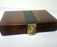 VTG Complete Set of 28 Double Six Dominos Tiles Faux Leather Case Travel Compact
