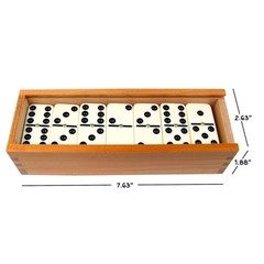 Premium Domino Set of 28 Double Six Dominoes Wood Box Center Pins for Easy Flip