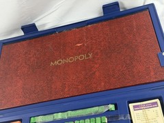 VTG 1973 MONOPOLY Game in Blue Hard Plastic Travel Case Complete looks unused