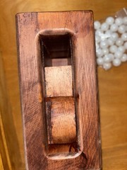 Vintage Handmade Marble Solitaire Game Solid Wood Board White Glass Marbles
