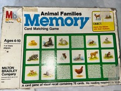 Milton Bradley Memory Animal Families Card Matching Game 1980