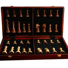 20″ Extra Large Solid Walnut Wooden Chess Set with 2 Extra Queen Pieces – Kin…