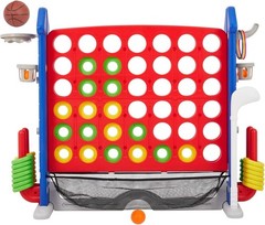 Giant 4-in-1 Connect Game Set Jumbo Outdoor Fun with Mini Basketball for Kids