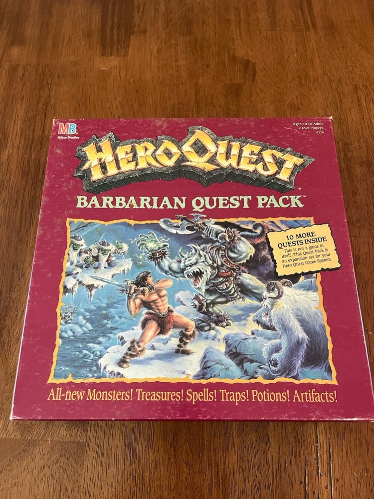 1992 Milton Bradley Hero Quest Barbarian Quest Pack, Complete W/Box + Extras