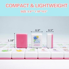 Portable Pink Mahjong Set – 160 Premium Melamine Tiles, Engraved, Compact & Trav