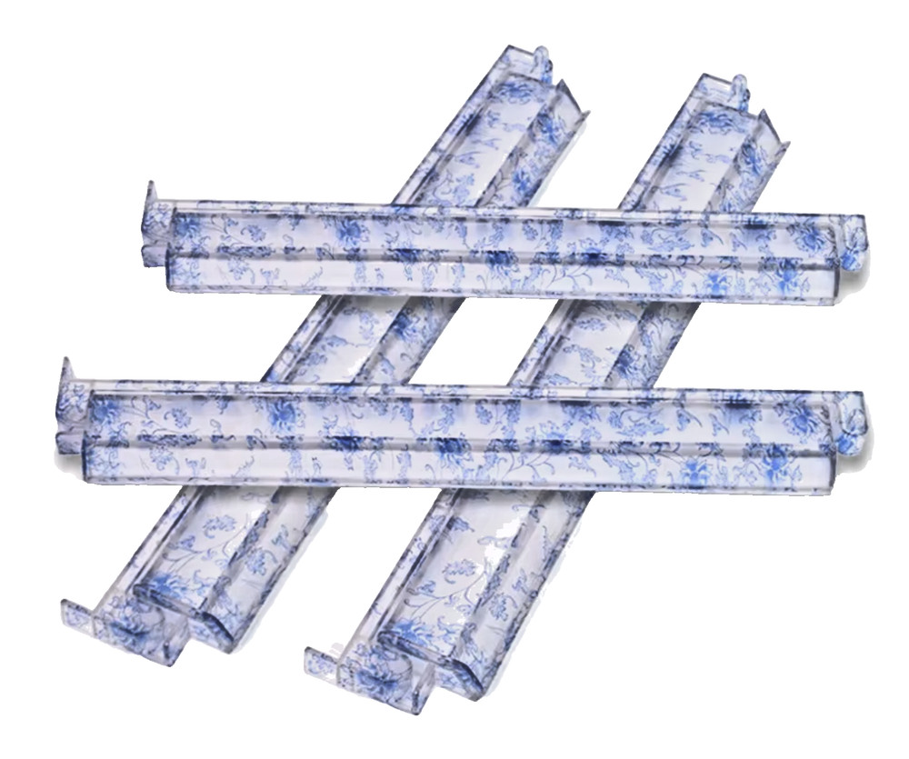 Mahjong Blue Rack & Pusher Set 4, Chinoiserie Floral, Hinged