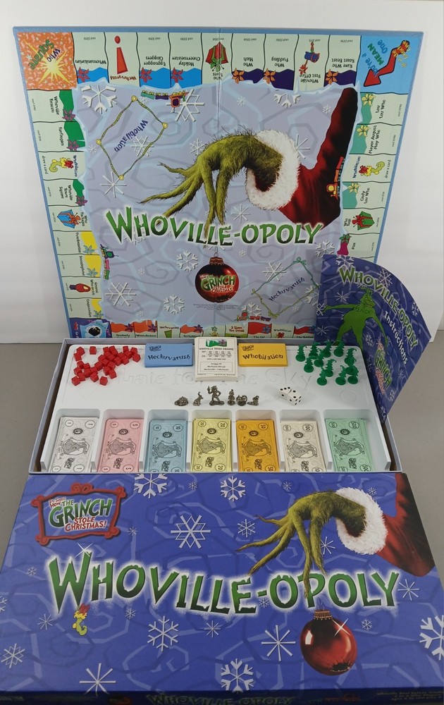 Vtg 2000 Whoville-opoly Board Game How the Grinch Stole Christmas Monopoly Y2K