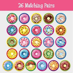 Interactive 52-Card Donut Matching Game for Ages 4-6, Perfect Group Activity