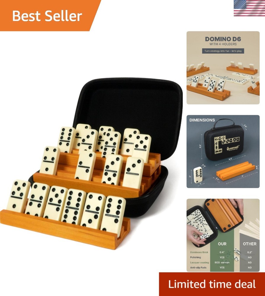 Compact Double 6 Dominoes Set with Travel Case & Domino Racks for Easy Gameplay