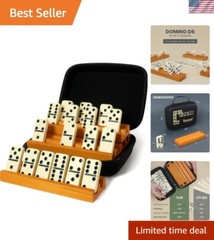 Compact Double 6 Dominoes Set with Travel Case & Domino Racks for Easy Gameplay