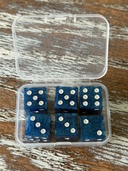 Resin Dice Set 6pcs – Blue Galaxy Sparkles – Handmade Replacement Dice Games