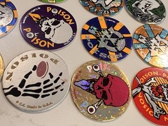 1990s Lot of 30 POISON Skull Bones Pogs Slammer Holographic Milk Caps Lot Mint!