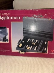 Cardinal Backgammon Set 1993 Premier Edition Padded Leatherette Case Complete