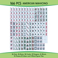 American Mahjong Game Set 166 White Engraved Tiles ，1.2 Inches ,Ma jongg Play…