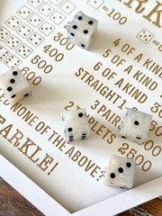 Resin Dice Set 6pcs – Classic Black & Pearl – Handmade Replacement Dice Games