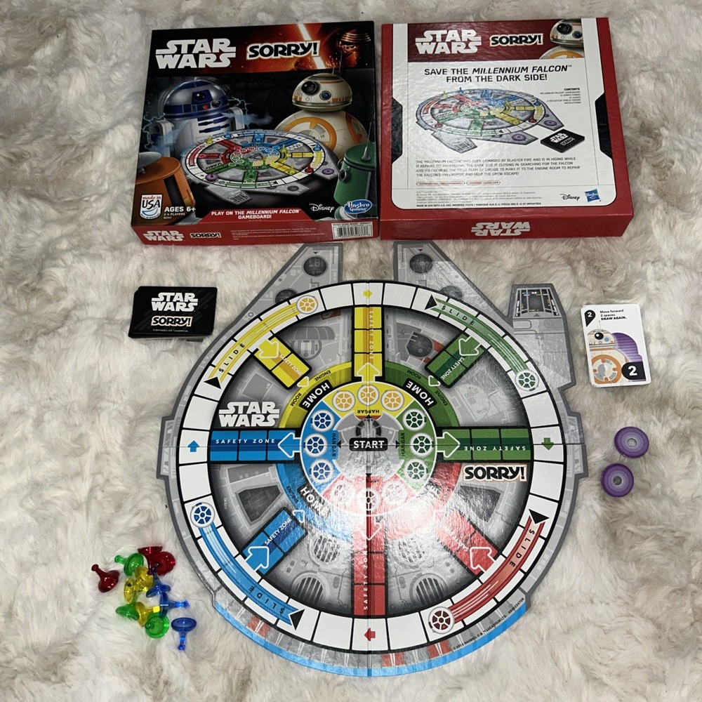 STAR WARS Sorry! Board Game 2014 Millinneum Falcon Edition Disney |CIB No Manual