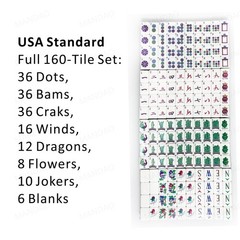 NEW! Vibrant Layered Mahjong Tiles – American Set 160 Tiles – Navy Blue