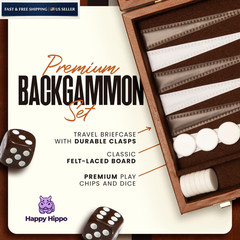 Backgammon Board Game, Deluxe 10 inches x 15 x 0.1 inches, Brown