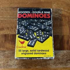 vintage wooden double line dominoes cardinal 554 Complete 55 Large Engraved