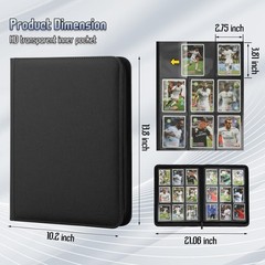 9 Pocket Trading Card Binder 540 Capacity with Zip 9 x 6.5 x 1 inches, Black