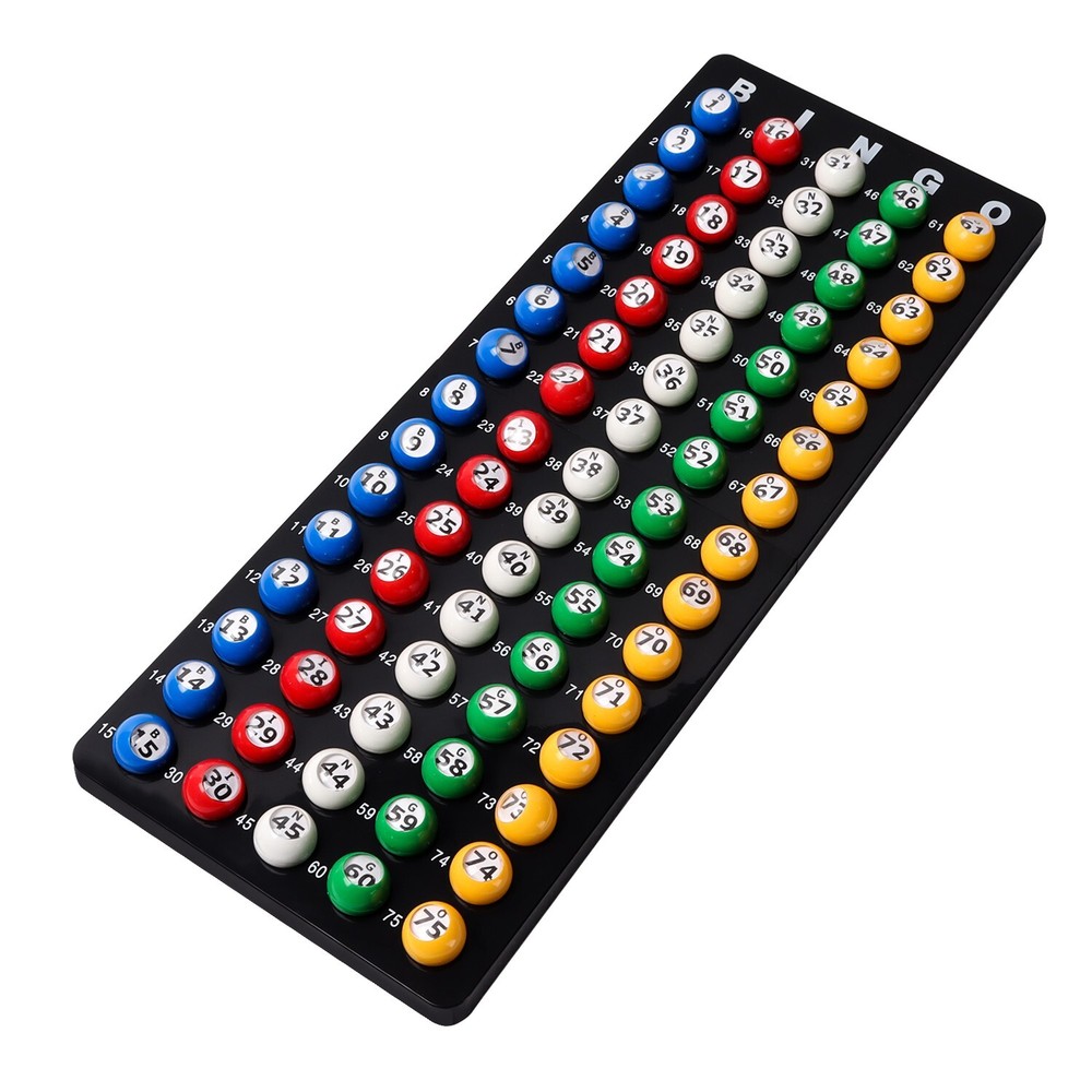 Bingo Game Master Board and 7/8″ Multi-color Plastic Bingo Balls – Black