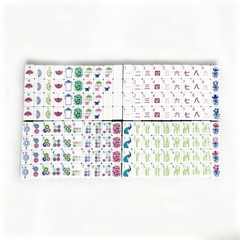 Fresh Green White Layer Mahjong Tiles Peacock Fan Joker Floral Print 160 Set
