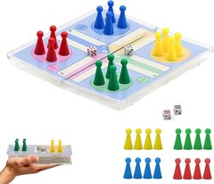 6″ Compact Ludo Game Set – Magnetic Folding Board for Family Travel Enjoyment