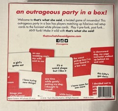 That’s What She Said The Party Game of Twisted Innuendos – TWS13777245