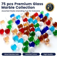 SallyFashion 75 PCS Glass Marbles Bulk, for Medium, 75pcs Multicolored