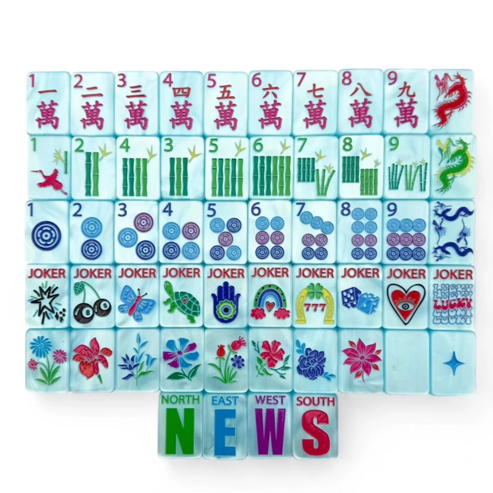 Premium American Mahjong Set 160pcs – Pearl Blue