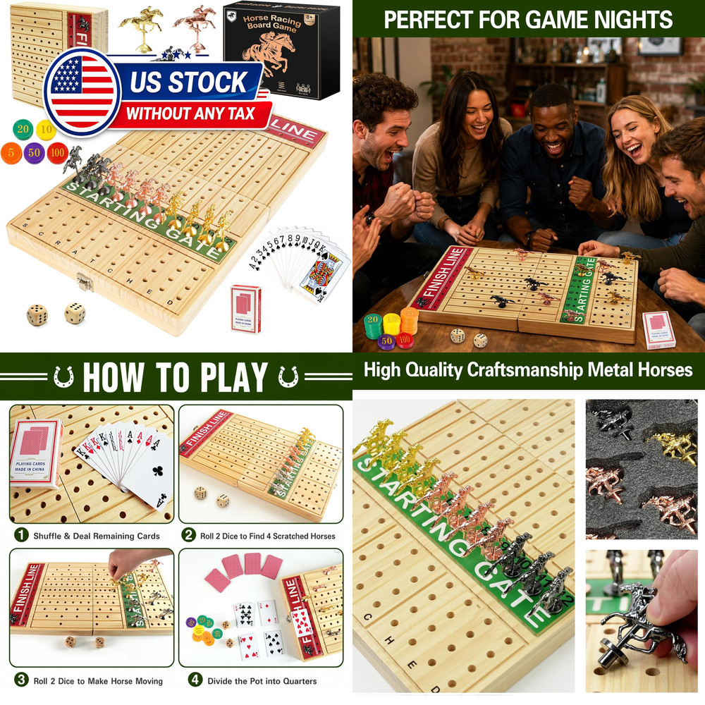 21 inches Horse Race Board Game Foldable Large Horse Racing Game for Adults with