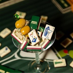 Acrylic American Mahjong Set New York Empire State Building Portable Table Game