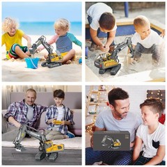 Remote Control Excavator Toy for Boys 4-7, RC Excavator 680-degree Turns with…