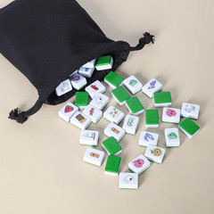 4 Players Mahjong Block Set, 128 Green Tiles(1.18”) with 4 Different Patterns, P