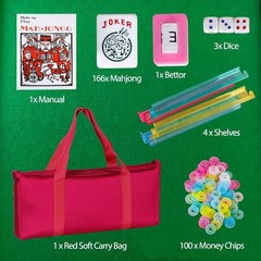 NEW American Mah Jongg Set 166 Tiles Full Size Complete Mahjong Set Red Bag