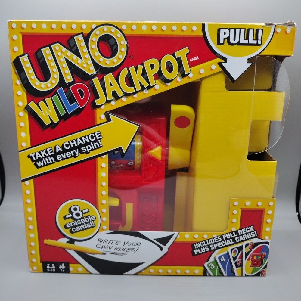 UNO Wild Jackpot Card Board Game Rare 2015 Mattel Slot Machine (Missing 2 Cards)