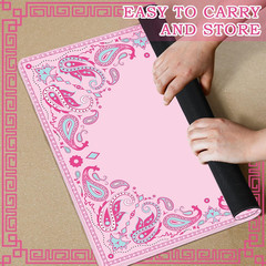 Mini Mahjong Mat for Travel Set 22X22 Inch Paisley Floral Majiang Mat Cute